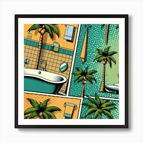 Tropical Pop Bathroom Art Print