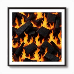 Flaming Logs Art Print