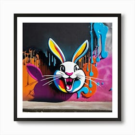 Bunny Rabbit color, head out of wall Art Print