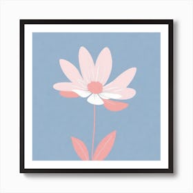 A White And Pink Flower In Minimalist Style Square Composition 353 Art Print