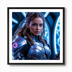 Sci Fi Girl Holding A Gun Art Print