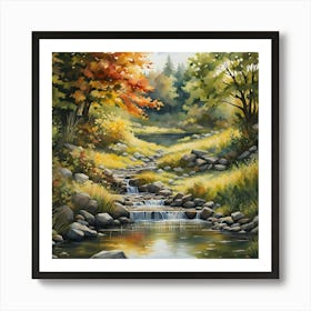 Stream In The Woods 3 Art Print