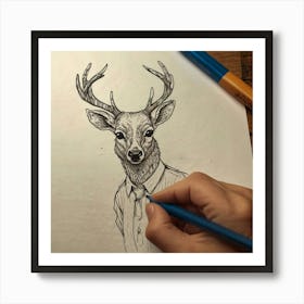 Deer Drawing 22 Art Print