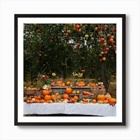 An Organic Farm During A Jubilant Fall Festival Apple And Pumpkin Decorations Adorn The Table A Co (1) 2 Art Print