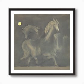 Horses In The Moonlight 1 Art Print