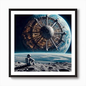 Spaceship On The Moon 1 Art Print