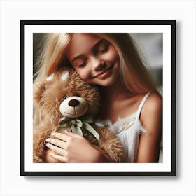 Little Girl Hugging Teddy Bear 2 Art Print