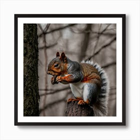 Squirrel In Forest (28) Art Print