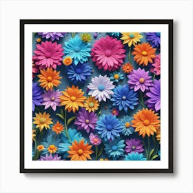 3d Flower Background Art Print