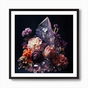 Flowers And Crystals 4 Art Print