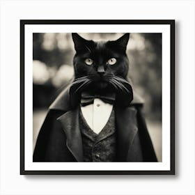 Dracula Cat Old Photography Style Art Print