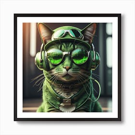 Green Cat Art Print