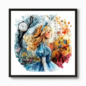 Watercolor Girl in Wonderland 5 Art Print