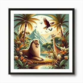 Lions In The Jungle Art Print