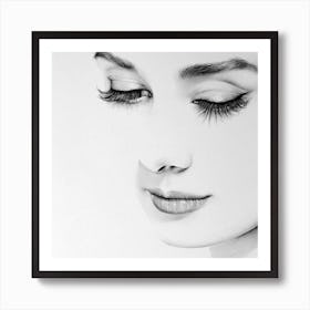 Audrey Hepburn Minimal Pencil Drawing Traditional Art Black and White Monochrome Art Print