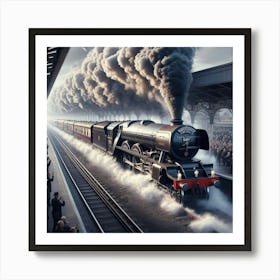 Steam Train At The Station 1 Art Print