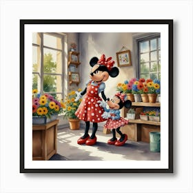 Minnie And Minnie Mouse Art Print