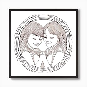Two Sisters In A Circle Art Print