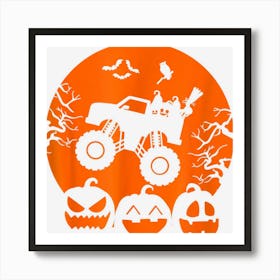 Truck Or Treat Skeleton Monster Truck Moon Candy Halloween Art Print