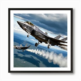 F35 Fighter Jet In A Dog Fight (2) Art Print