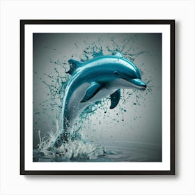 Dolphin Splashing Water 2 Art Print