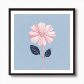 A White And Pink Flower In Minimalist Style Square Composition 624 Art Print