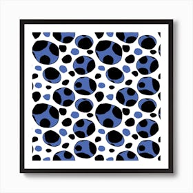 Spotty Retro Navy Blue Art Print