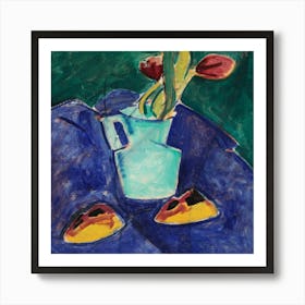 Tulips In A Blue Vase 1 Art Print