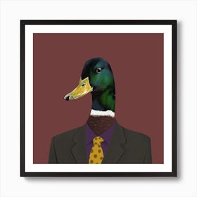 Duck In Suit 2 Square Art Print