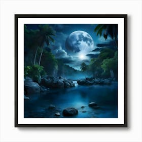 Full Moon In The Jungle Art Print