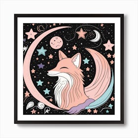 Fox On The Moon 1 Art Print