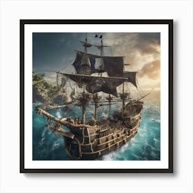 Pirate Ship In The Ocean 1 Art Print