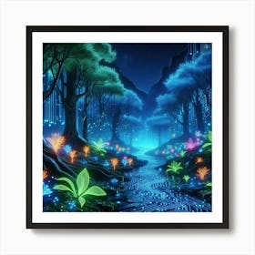 neon-lit jungle wall art Art Print