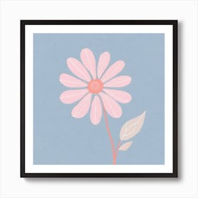 A White And Pink Flower In Minimalist Style Square Composition 513 Art Print