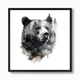 Grizzly Bear Double Exposure Art Print