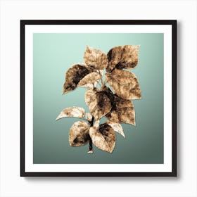 Gold Botanical White Mulberry Plant on Mint Green n.4100 Art Print