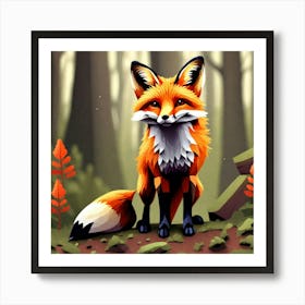 Fox In The Forest 16 Art Print