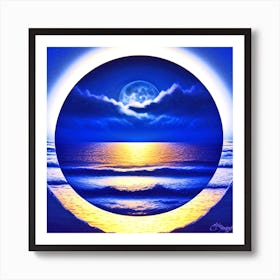 Moon In The Ocean Art Print