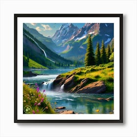 Mountain Landscape Painting Art Print