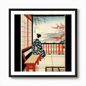 Woman Sitting On A Bench 1 Art Print