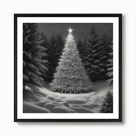 Christmas Tree In The Snow 8 Art Print