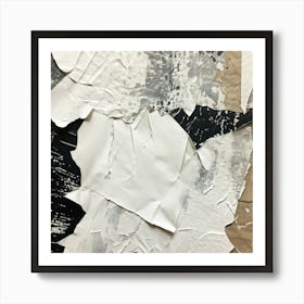 Crumpled Vintage Textured Paper In Retro Style Closeup Of An Empty Sheet With Rough Abstract Black (3) Art Print