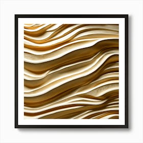 Abstract Gold Wavy Wall Art Print