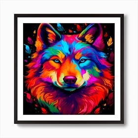 Colorful Wolf,Colorful wolf poster featuring the painting colorful wolf Art Print