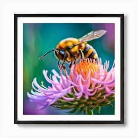 Bee On Flower Art Print