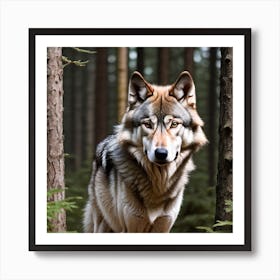 Wolf In The Forest 40 Art Print