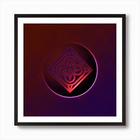 Geometric Neon Glyph on Jewel Tone Triangle Pattern 133 Art Print