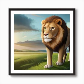 Lion In The Grass Art Print