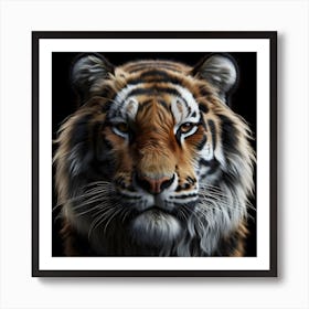 Tiger Portrait isolated on black background 4 Art Print