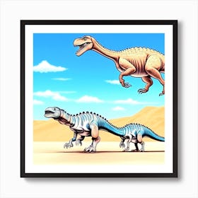 Dinosaurs In The Desert 8 Art Print